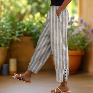 Ilenia | Pantalón ancho de rayas con abertura