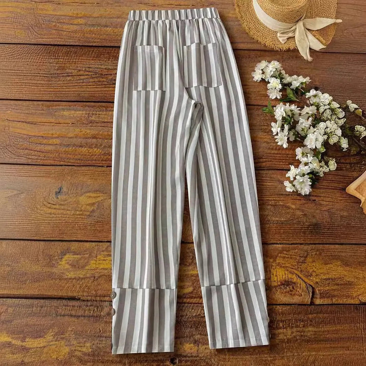 Ilenia | Pantalón ancho de rayas con abertura
