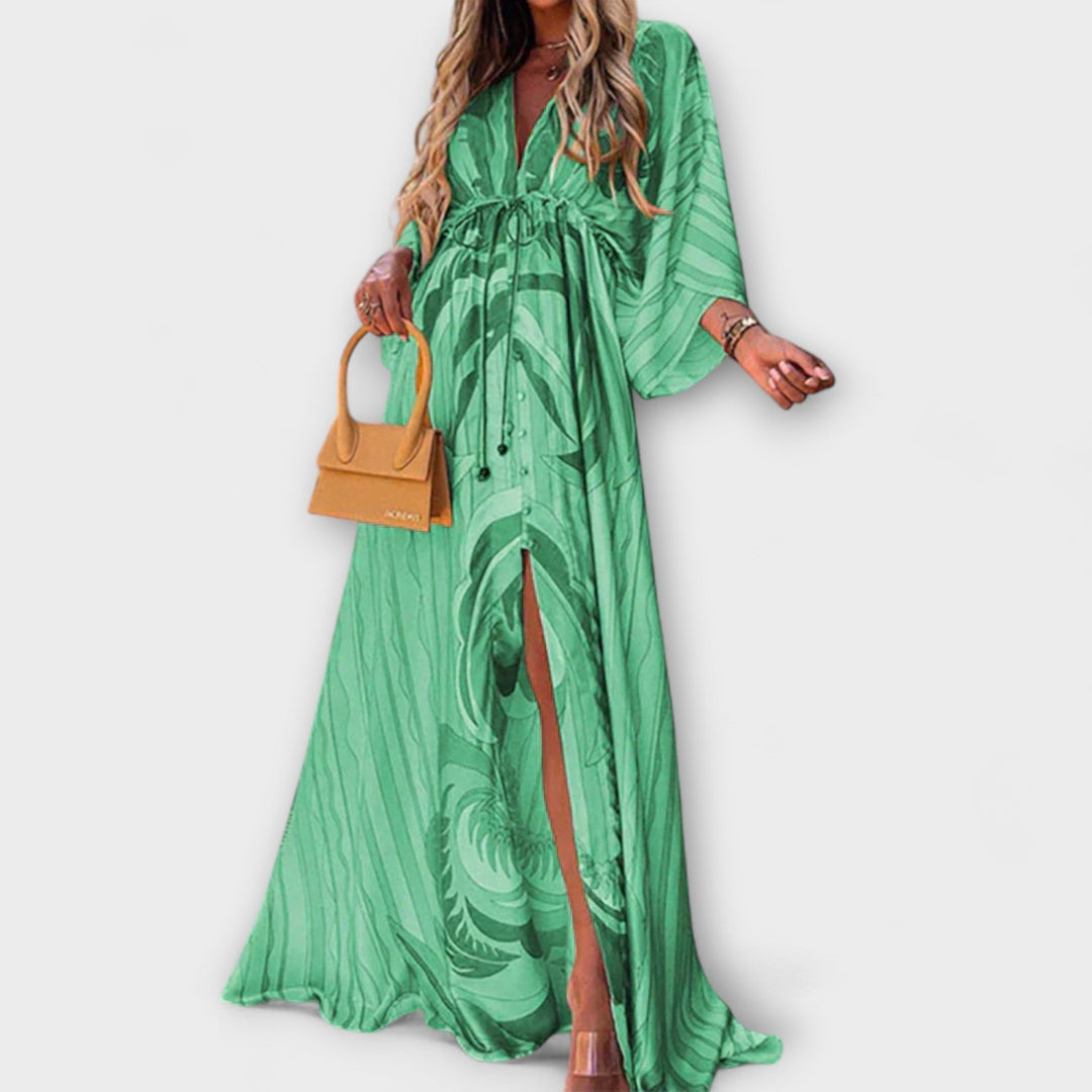 Isla | Vestido maxi estampado con cinturón