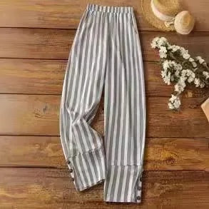 Ilenia | Pantalón ancho de rayas con abertura
