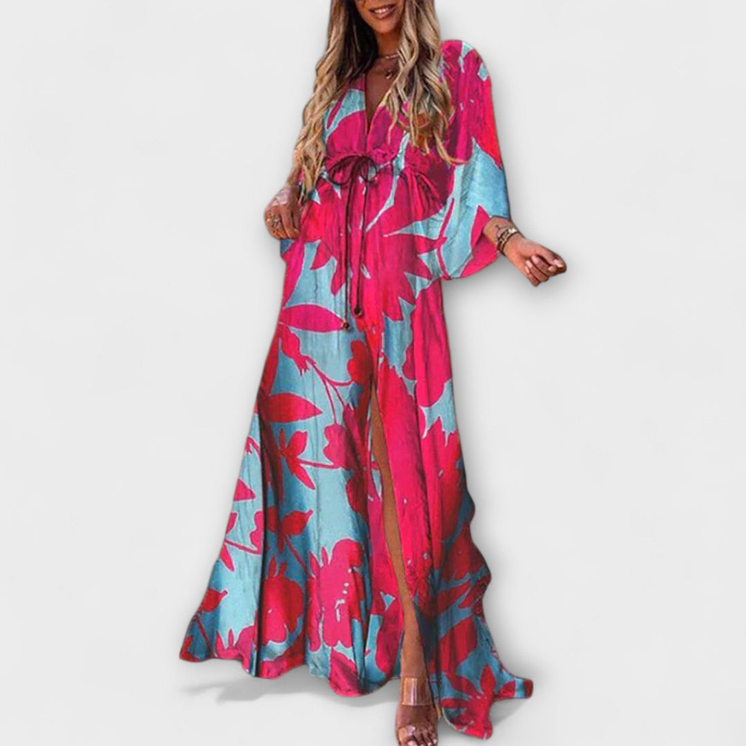 Isla | Vestido maxi estampado con cinturón