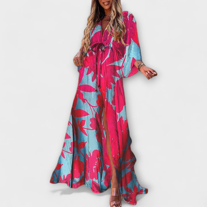 Isla | Vestido maxi estampado con cinturón