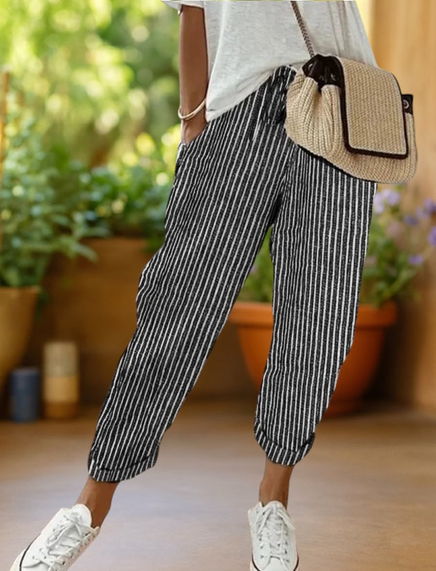 Maribel | Pantalón de rayas con cordón