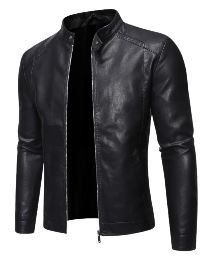 Iker | Chaqueta efecto piel con cuello mao