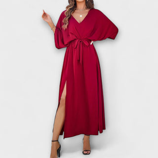 Sabrina | Vestido maxi con escote en V y cinturón