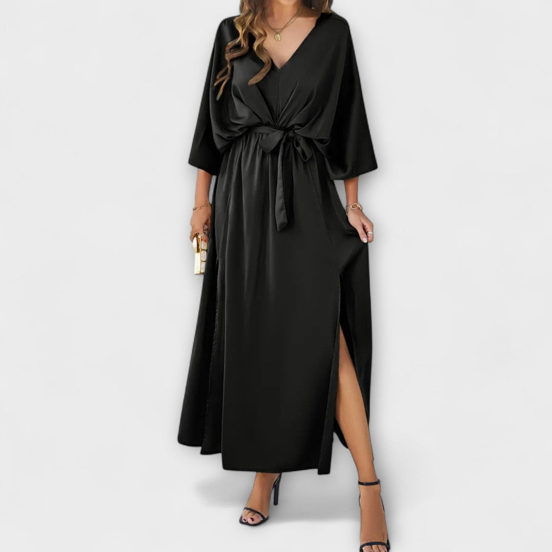 Sabrina | Vestido maxi con escote en V y cinturón