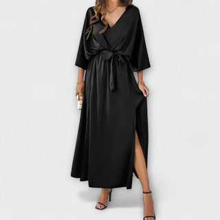 Sabrina | Vestido maxi con escote en V y cinturón