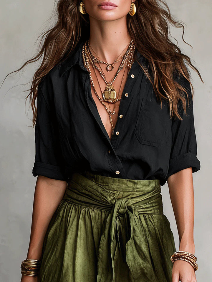 Aranza | Conjunto de camisa y falda midi