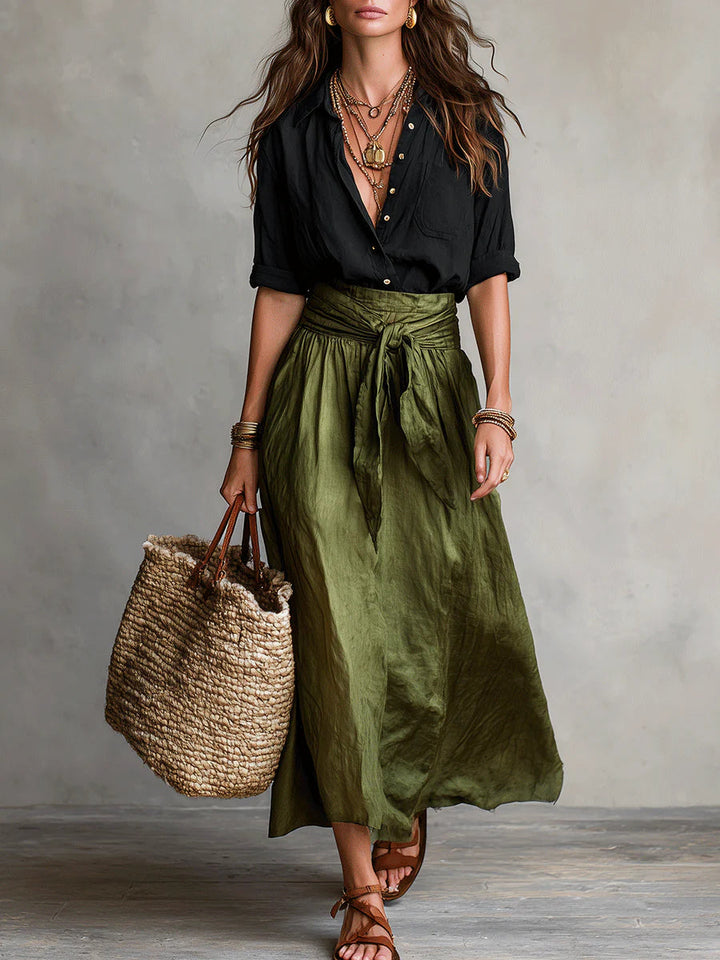 Aranza | Conjunto de camisa y falda midi
