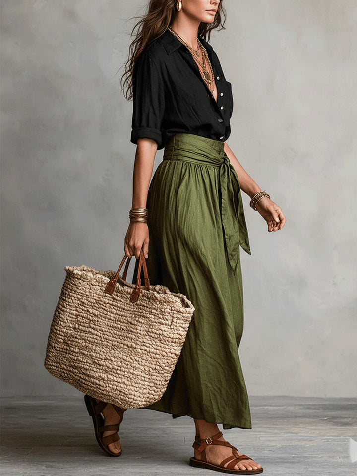 Aranza | Conjunto de camisa y falda midi