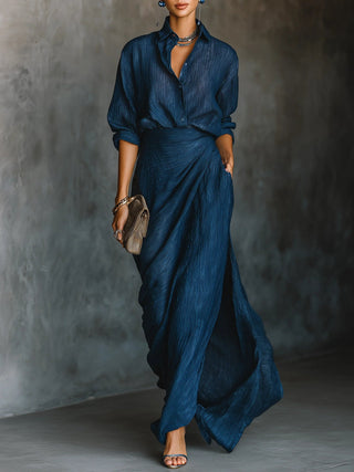 Nubia | Vestido maxi azul oscuro