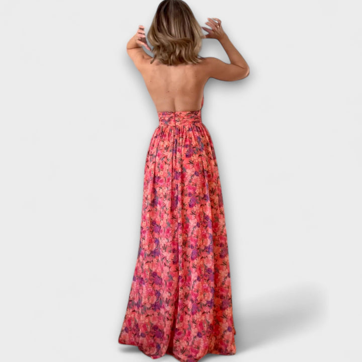 Nortrud | Vestido maxi floral con espalda descubierta