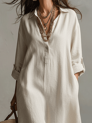 Delmira | Vestido camisero maxi color crema