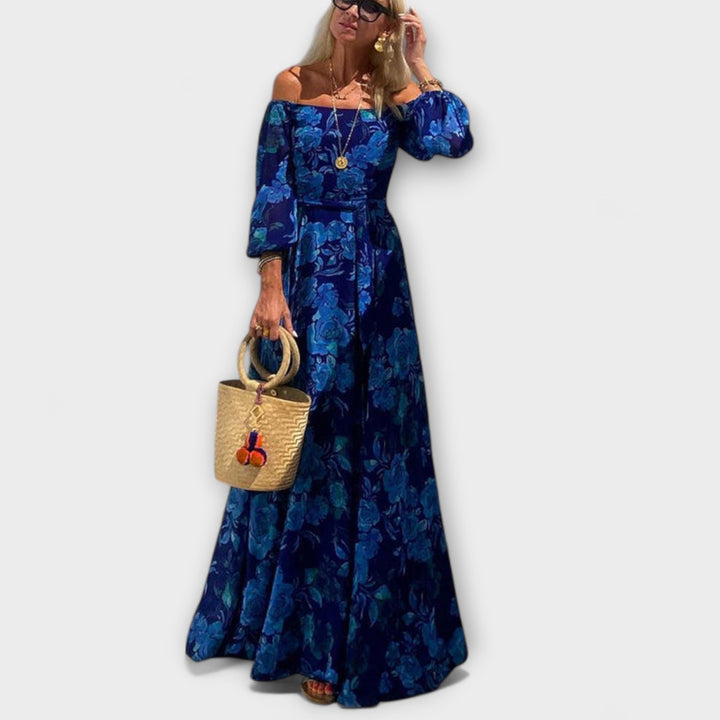 Juniper | Vestido maxi floral de hombros descubiertos