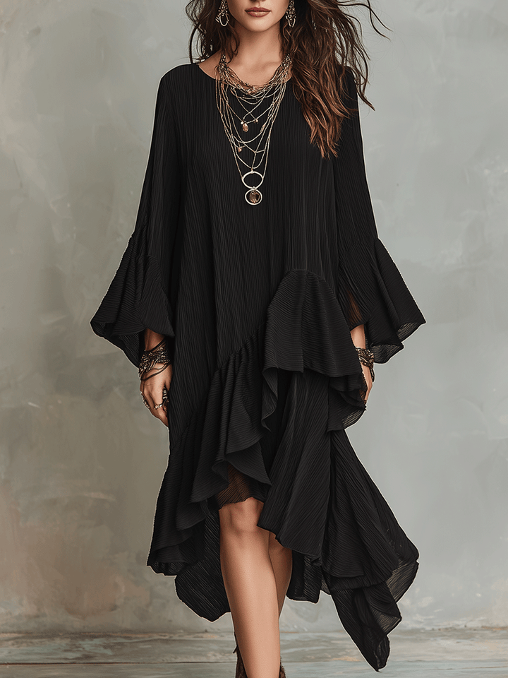 Fausta | Vestido midi boho asimétrico