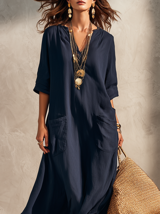 Dafnea | Vestido camisero azul medianoche