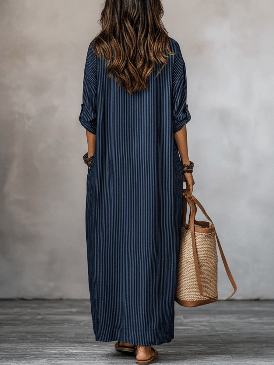 Justina | Vestido maxi índigo holgado
