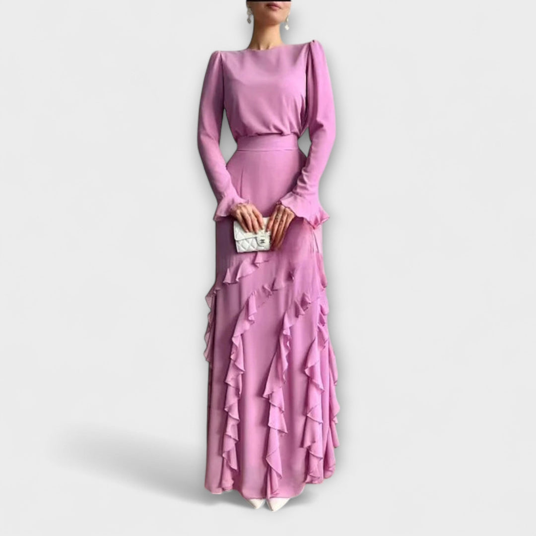 Fallon | Vestido largo con volantes
