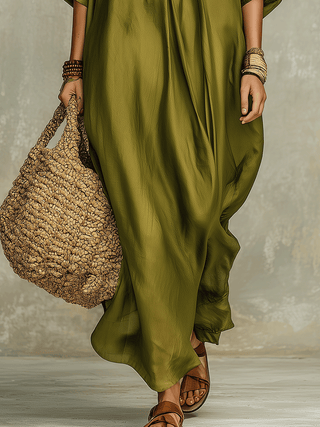 Tamira | Vestido maxi verde oliva holgado