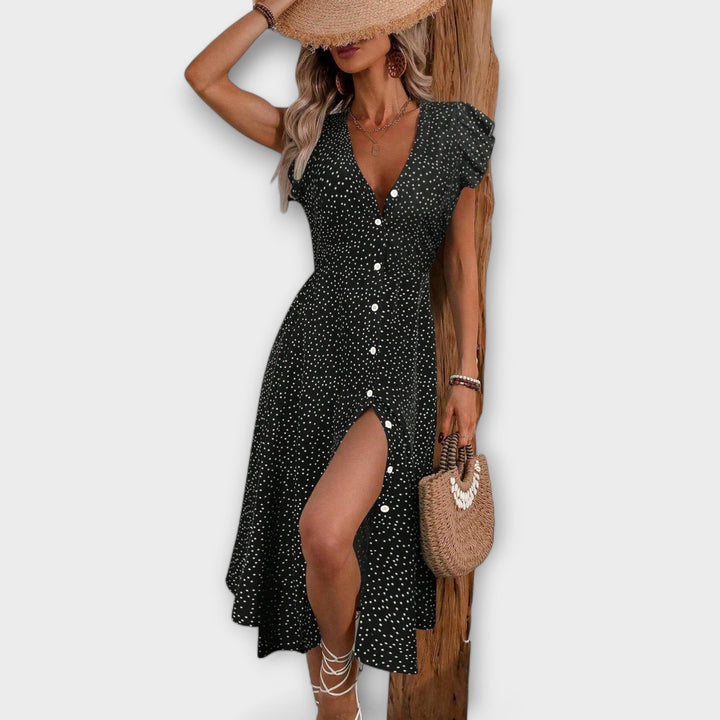 Jovana | Vestido midi de lunares