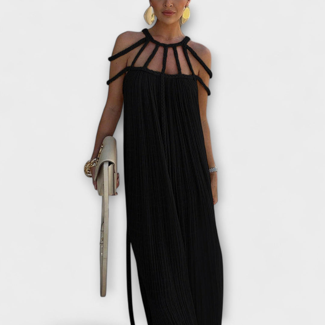 Briar | Vestido maxi de lino con tirantes drapeados