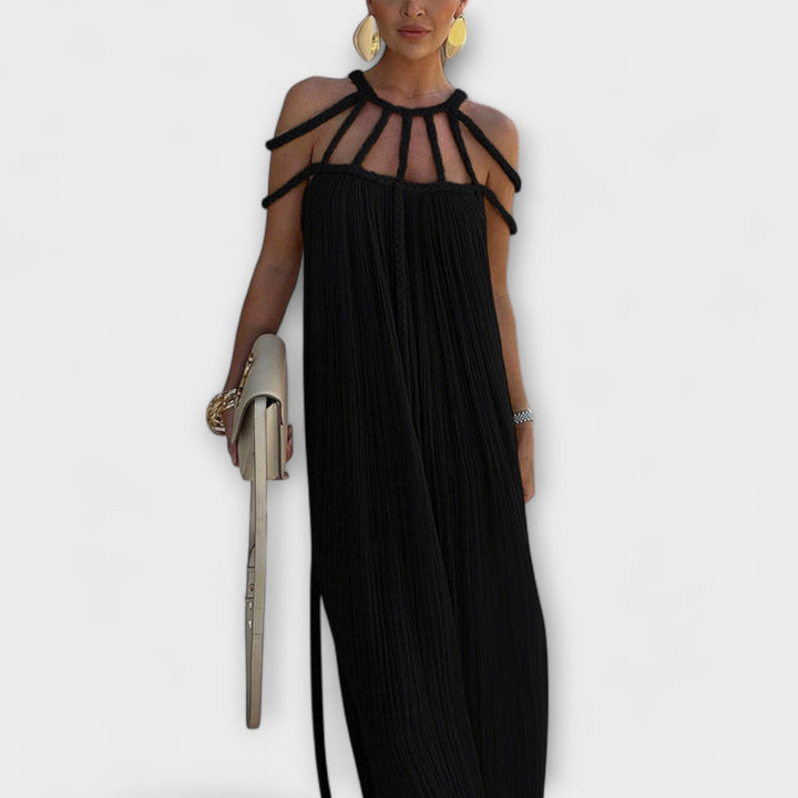 Briar | Vestido maxi de lino con tirantes drapeados