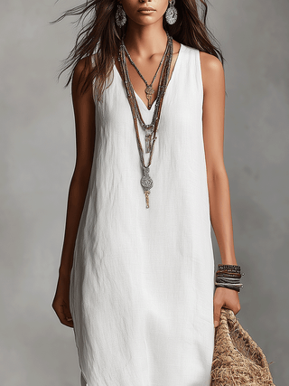 Liliana | Vestido maxi blanco sin mangas