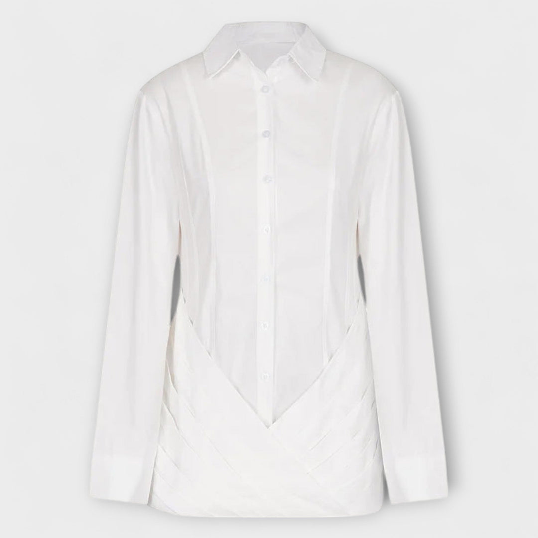 Selma | Vestido plisado blanco de manga larga