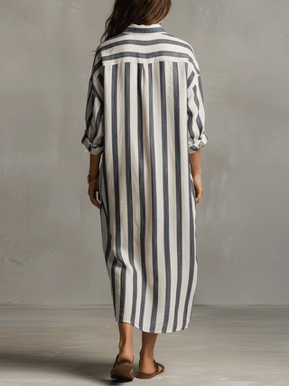 Casandra | Vestido camisero bohemio a rayas