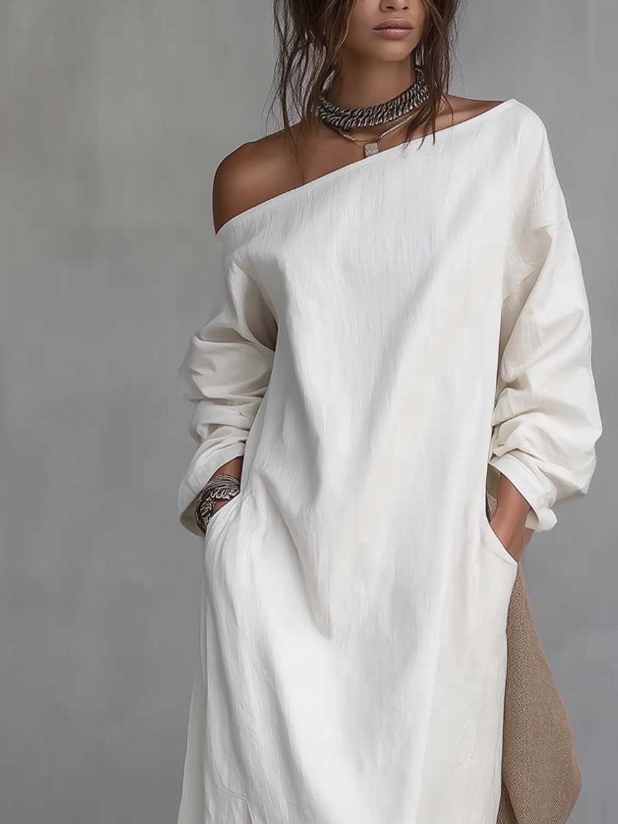 Iraide | Vestido midi de un hombro con abertura