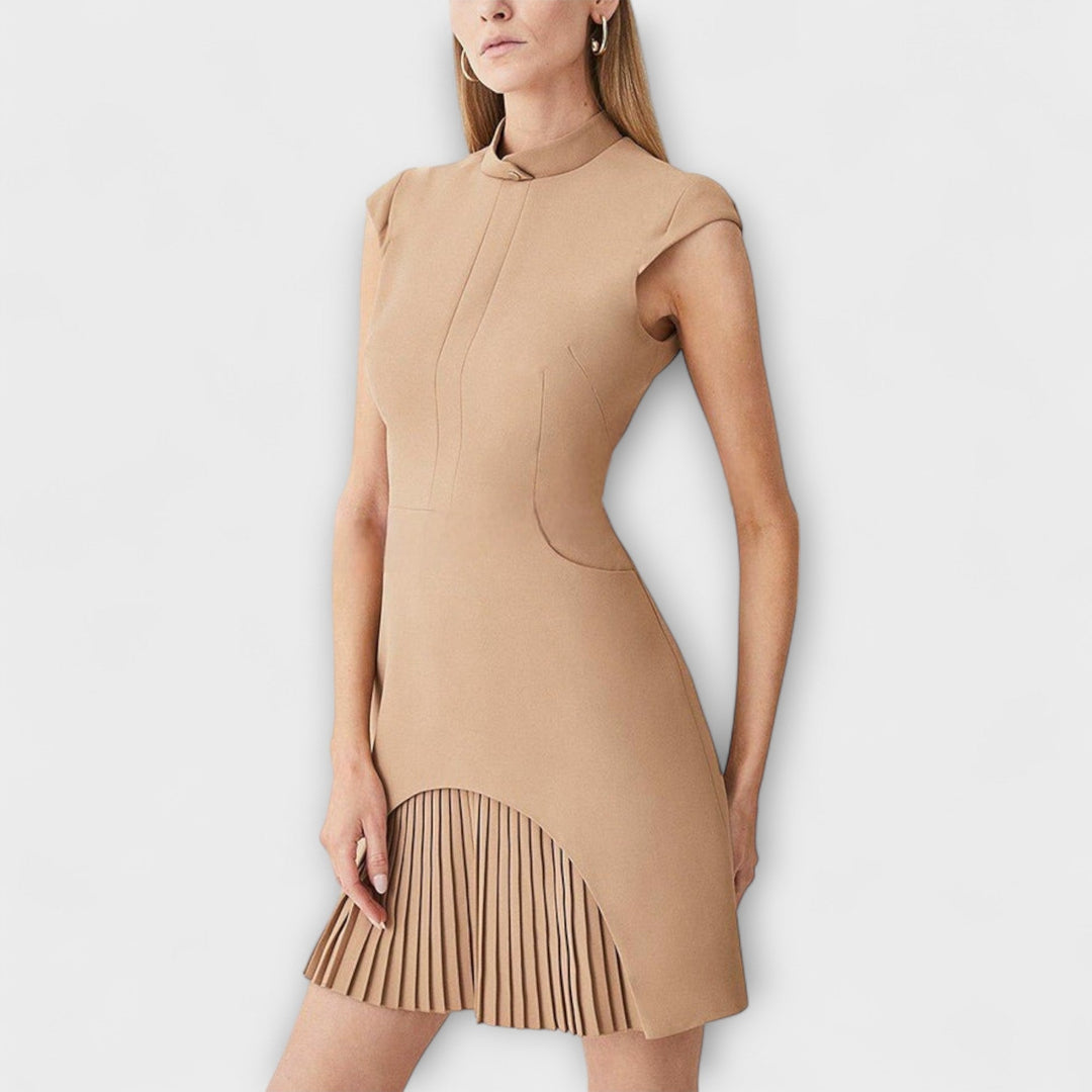 Elowen | Vestido corto patchwork de cuello alto