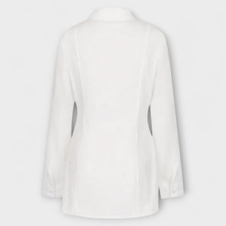 Selma | Vestido plisado blanco de manga larga