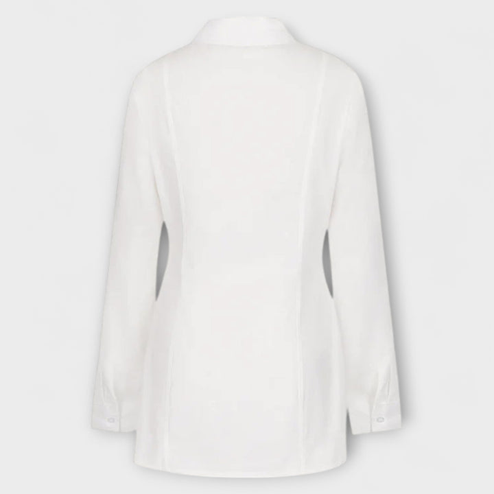 Selma | Vestido plisado blanco de manga larga