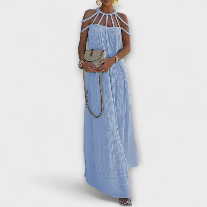 Briar | Vestido maxi de lino con tirantes drapeados