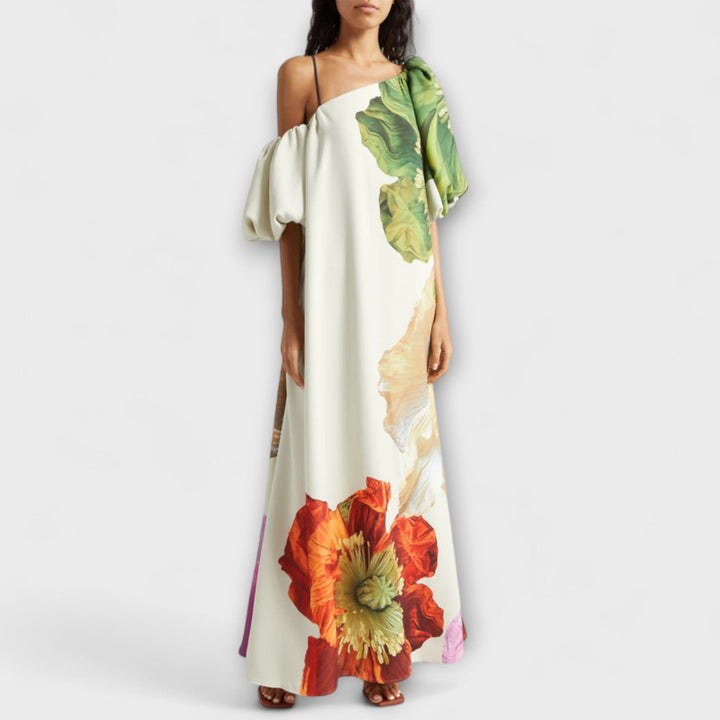 Melodía | Vestido maxi floral asimétrico
