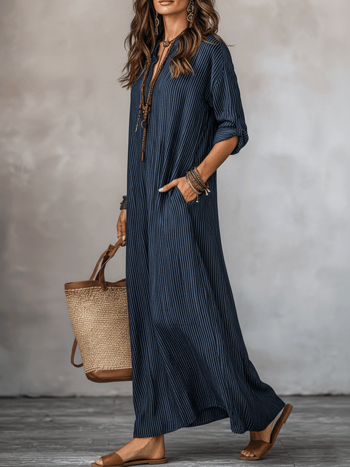 Justina | Vestido maxi índigo holgado
