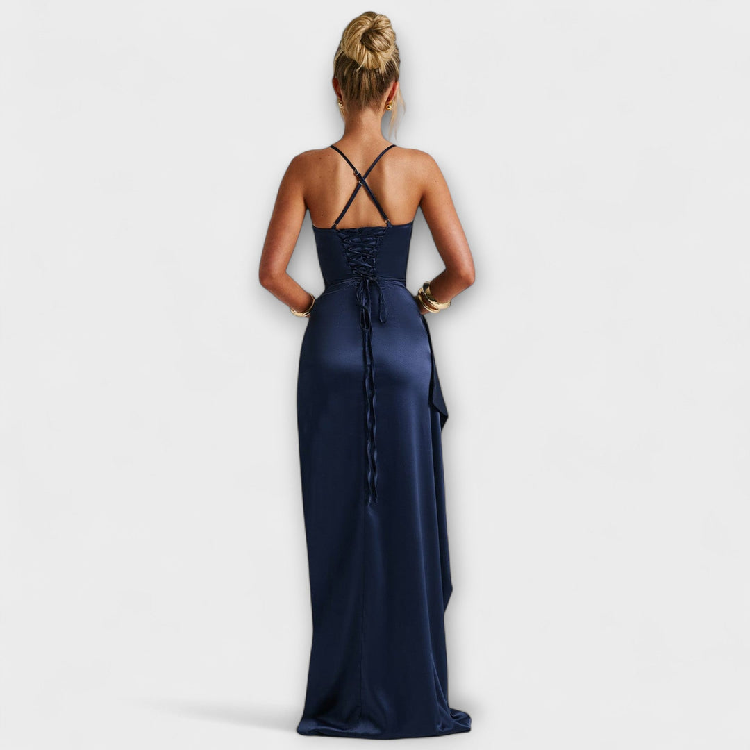 Mireya | Vestido maxi azul marino