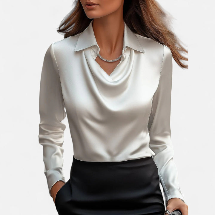 Leyre | Blusa satinada con escote drapeado