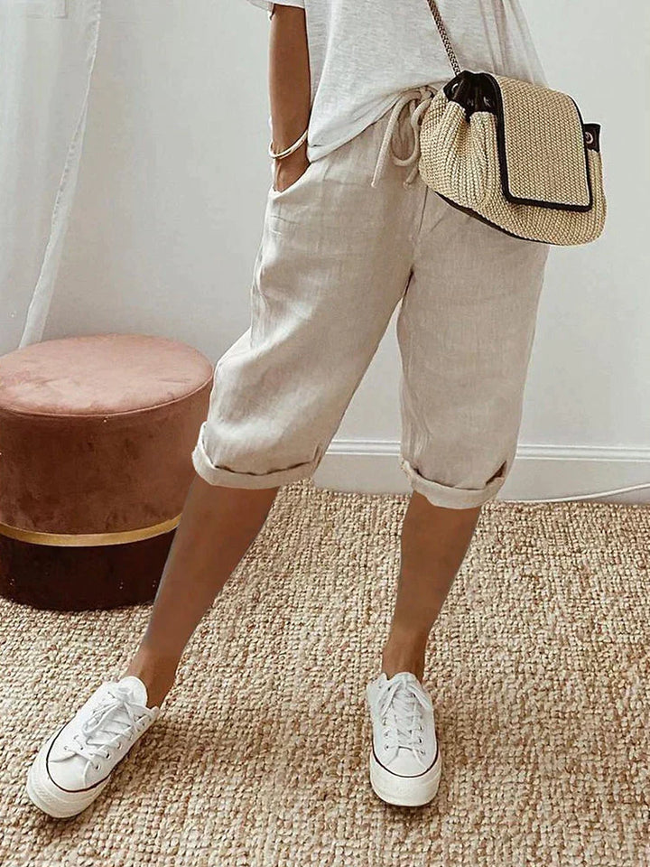 Marcia | Shorts de algodón y lino