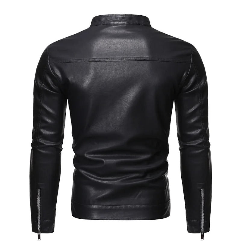 Iker | Chaqueta efecto piel con cuello mao