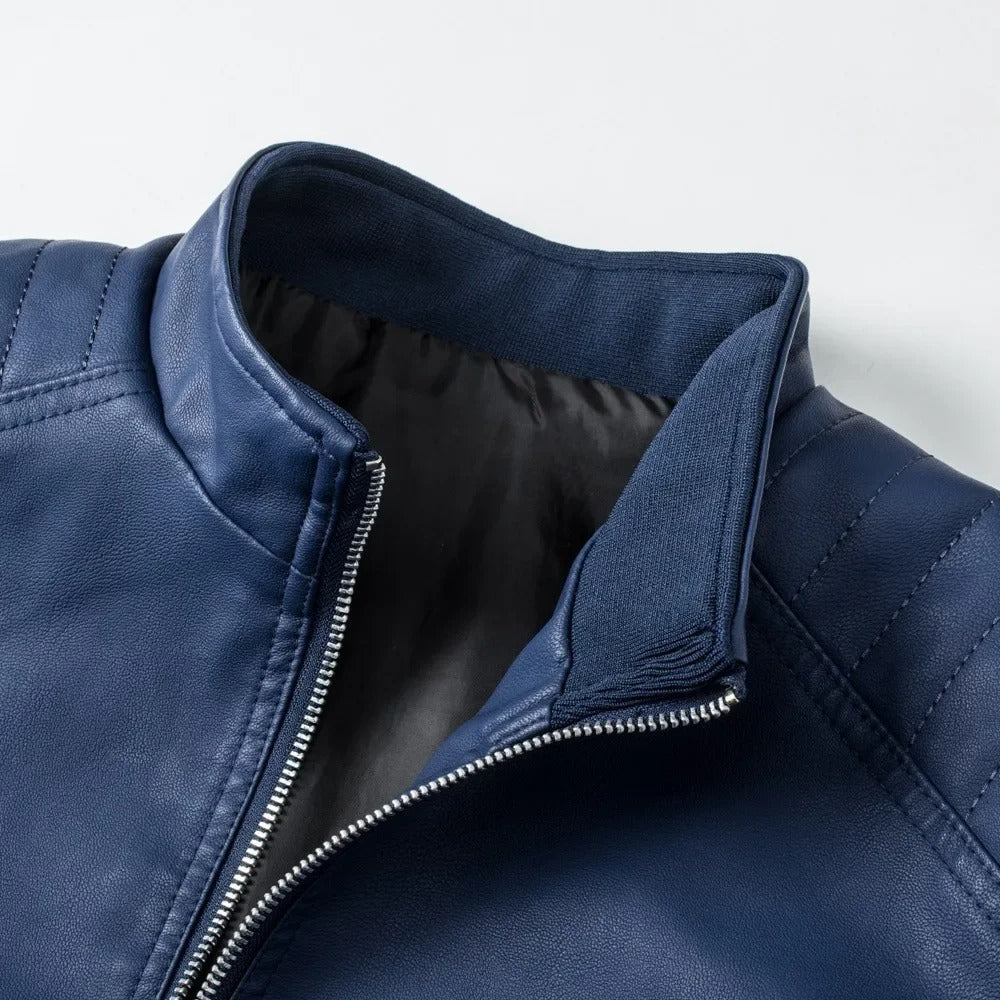 Francisco | Chaqueta efecto piel con cuello mao