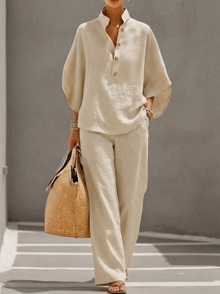 Lorena | Conjunto con Mangas Murciélago y Pantalón Ancho