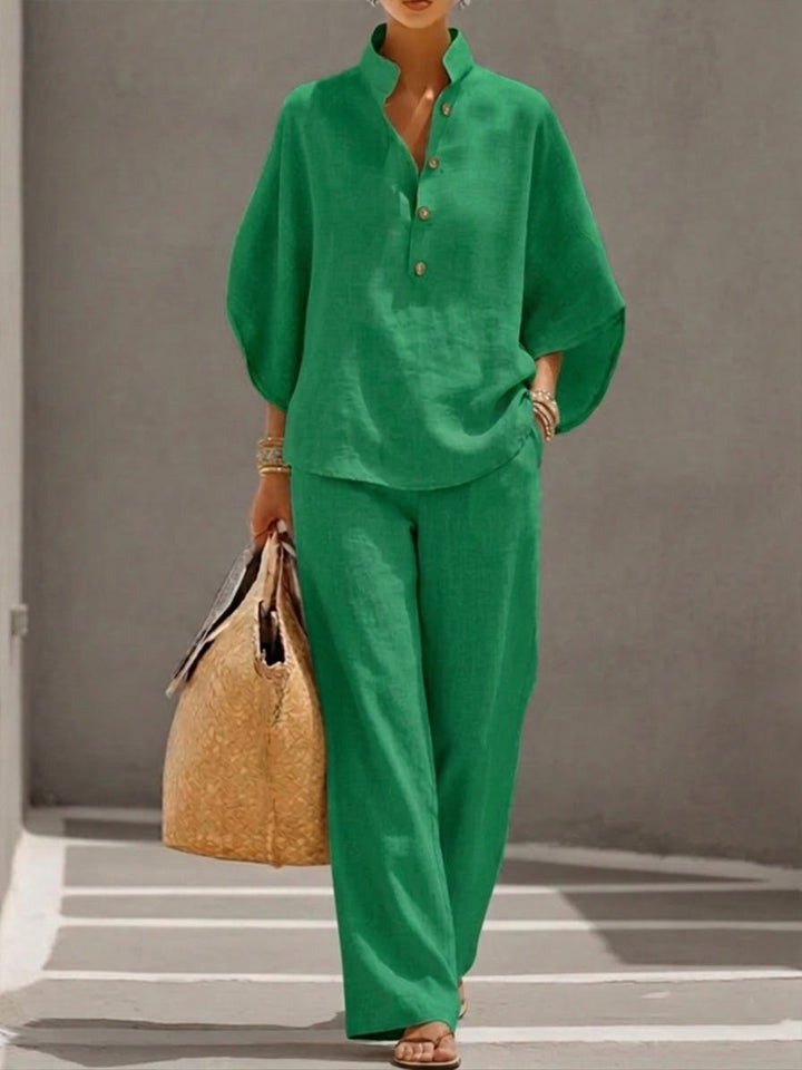 Lorena | Conjunto con Mangas Murciélago y Pantalón Ancho