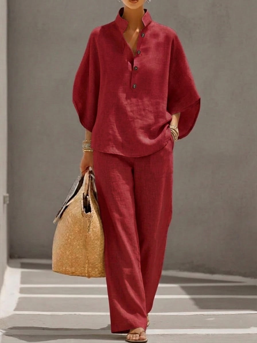 Lorena | Conjunto con Mangas Murciélago y Pantalón Ancho