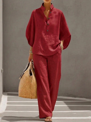 Lorena | Conjunto con Mangas Murciélago y Pantalón Ancho