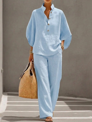 Lorena | Conjunto con Mangas Murciélago y Pantalón Ancho