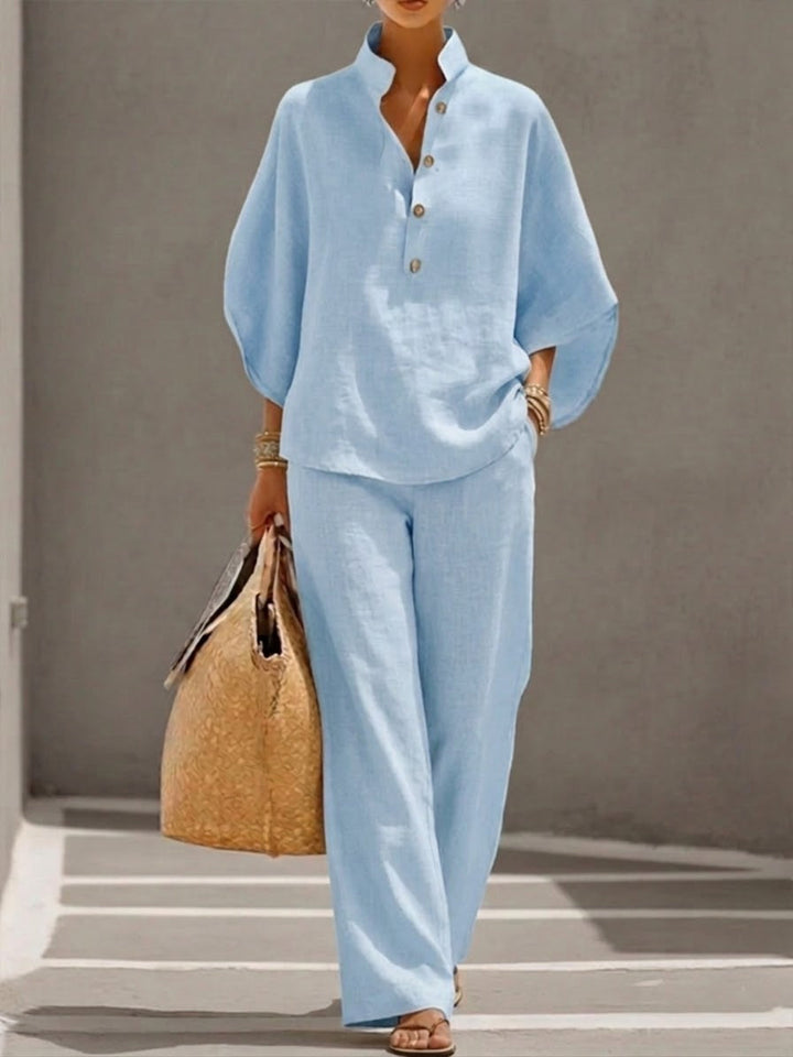 Lorena | Conjunto con Mangas Murciélago y Pantalón Ancho