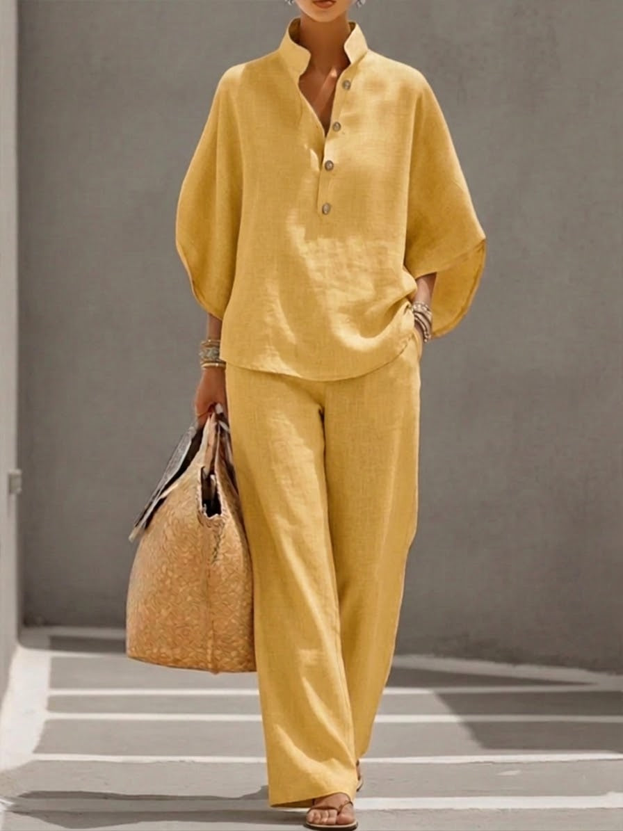 Lorena | Conjunto con Mangas Murciélago y Pantalón Ancho