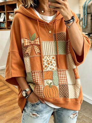 Herminia | Sudadera de manga corta con capucha estampada