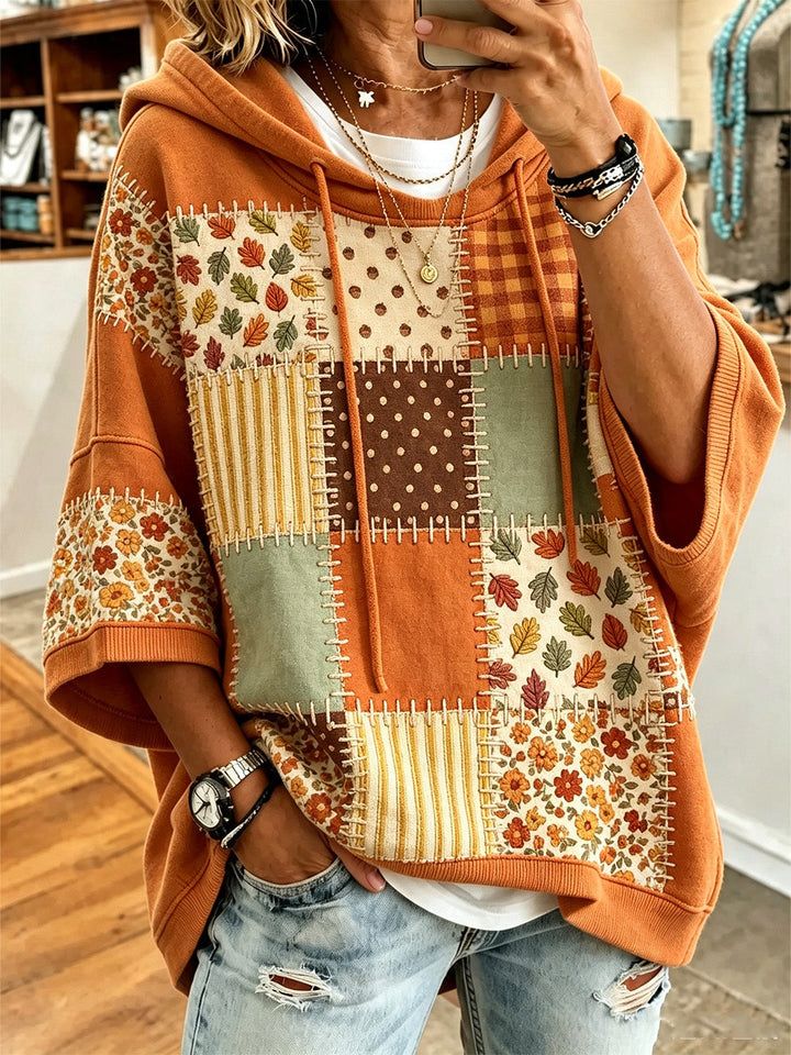 Herminia | Sudadera de manga corta con capucha estampada
